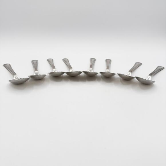 Atq Art Deco National Silver Co EPNS Silver Plate Tea Spoons "Twelve" Set of 8 - Picture 9 of 12